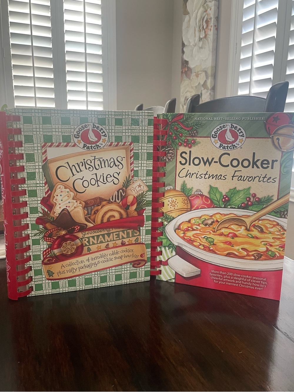 Two Gooseberry Patch Christmas Cookbooks - Red and Green